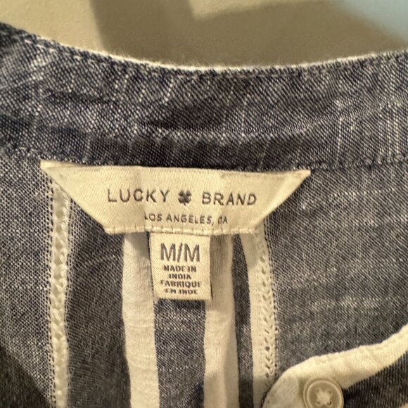 Lucky Brand Button Down White and Blue Striped Long Sleeve Shirt - Picture 3 of 4